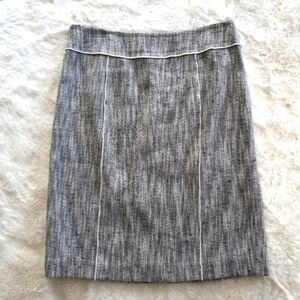 Talbots Cotton Linen Textured Pencil Skirt Womens 10 Black Gray Piping